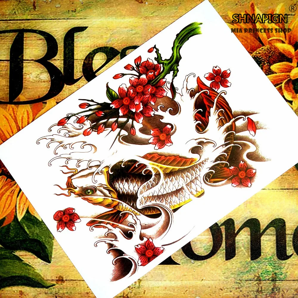 SHNAPIGN Koi safflower китайский стиль Временное боди искусство флэш тату наклейки 21*15 см