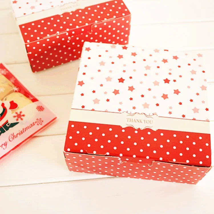 Горячая 12*12*4,5 см 10 шт красный снег бумажная коробка Рождественский подарок упаковка