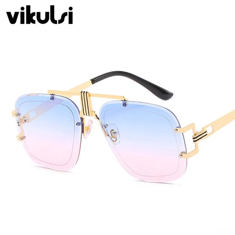 Брендовые дизайнерские женские солнцезащитные очки унисекс в Звездном стиле винтажные роскошные квадратные солнцезащитные очки для женщин мужские большие солнцезащитные очки UV400 - Цвет линз: E118 blue pink