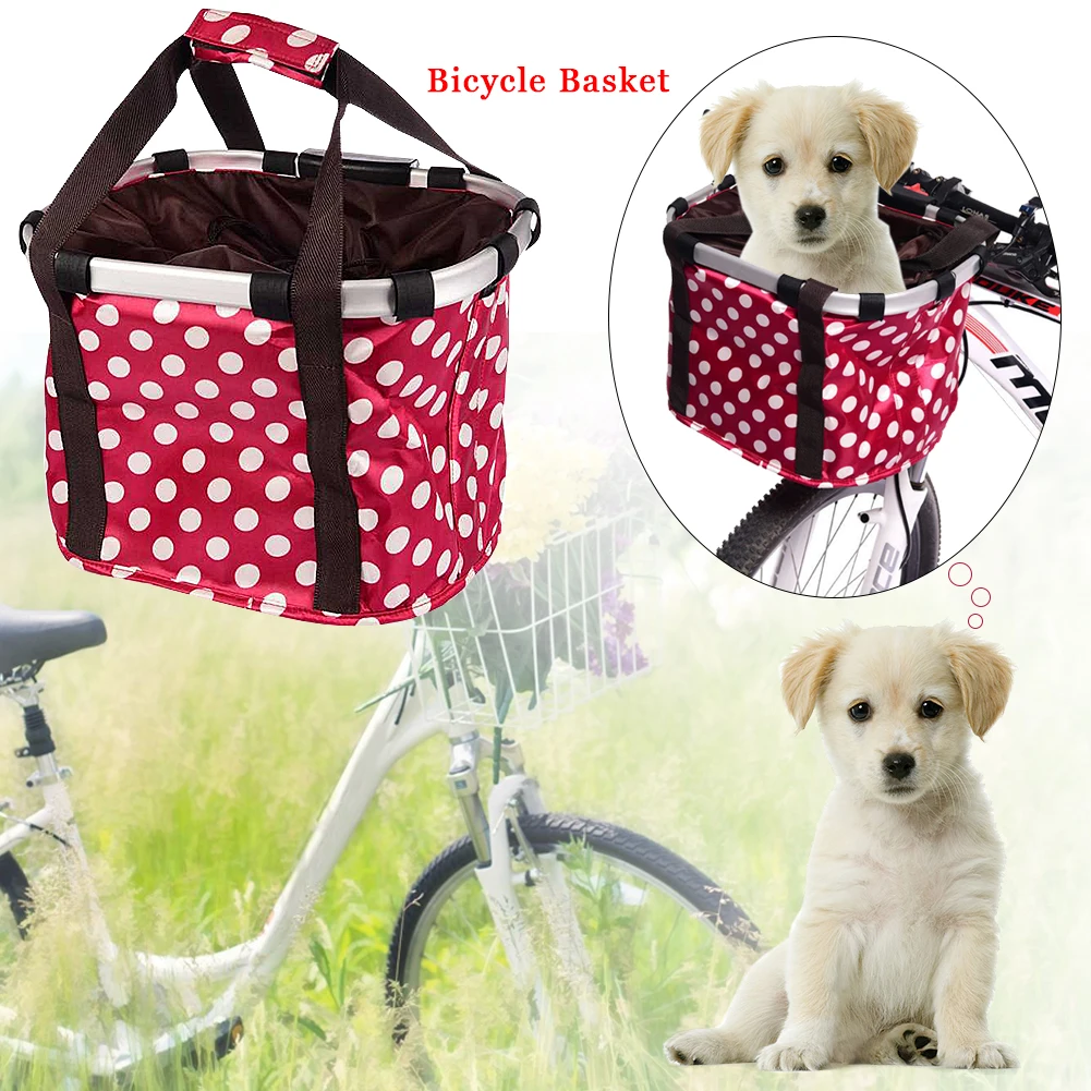 Excellent Pet Cat Dog Seat Folding Bicycle Basket High-grade Aluminum Alloy Frame Removable Bicycle Cycling Front Carrier Bag Pet Carrier 4