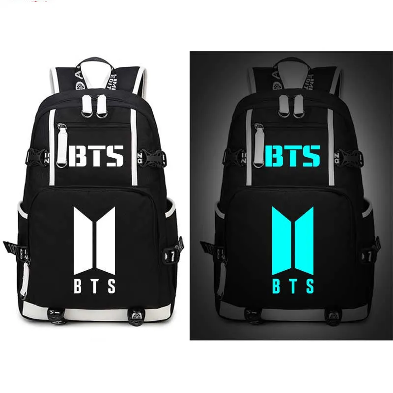 

BTS WINGS Backpack Bag Luminous Glow in Dark Messenger School Students Girls Bag New