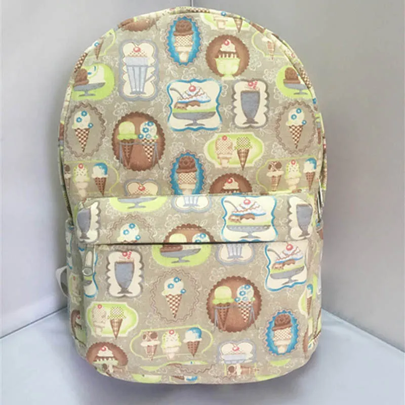 Fashion Harajuku Ice Cream Canvas Backpack School Bag Rucksack Student