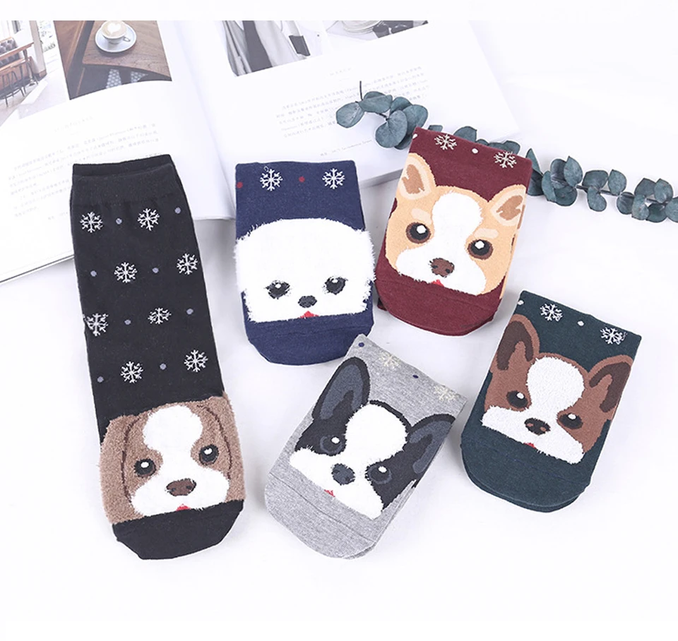 Winter Women Socks Warm Christmas Dog Pattern Cotton Socks Snowflake Comfortable Birthday Gifts Funny Cartoon Shape New Arrivals (2)