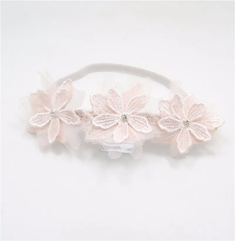 1 шт. светло розовая и белая Цветочная повязка с вышивкой головная золотого