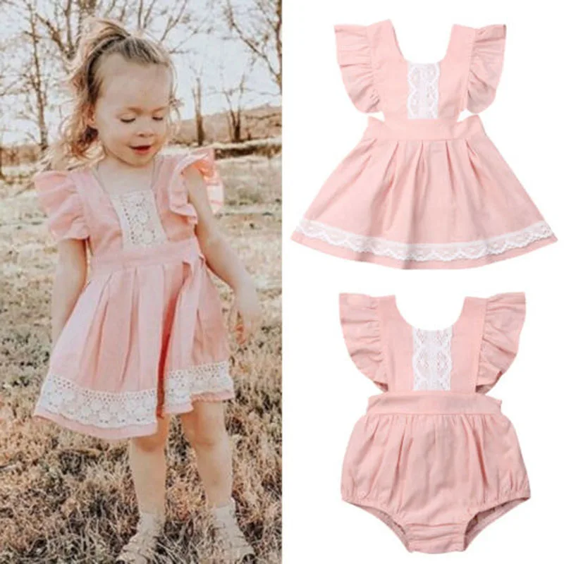 

Summer Sister Match Big Little Sister Girls Lace Dress Romper Summer Outfits Clothes