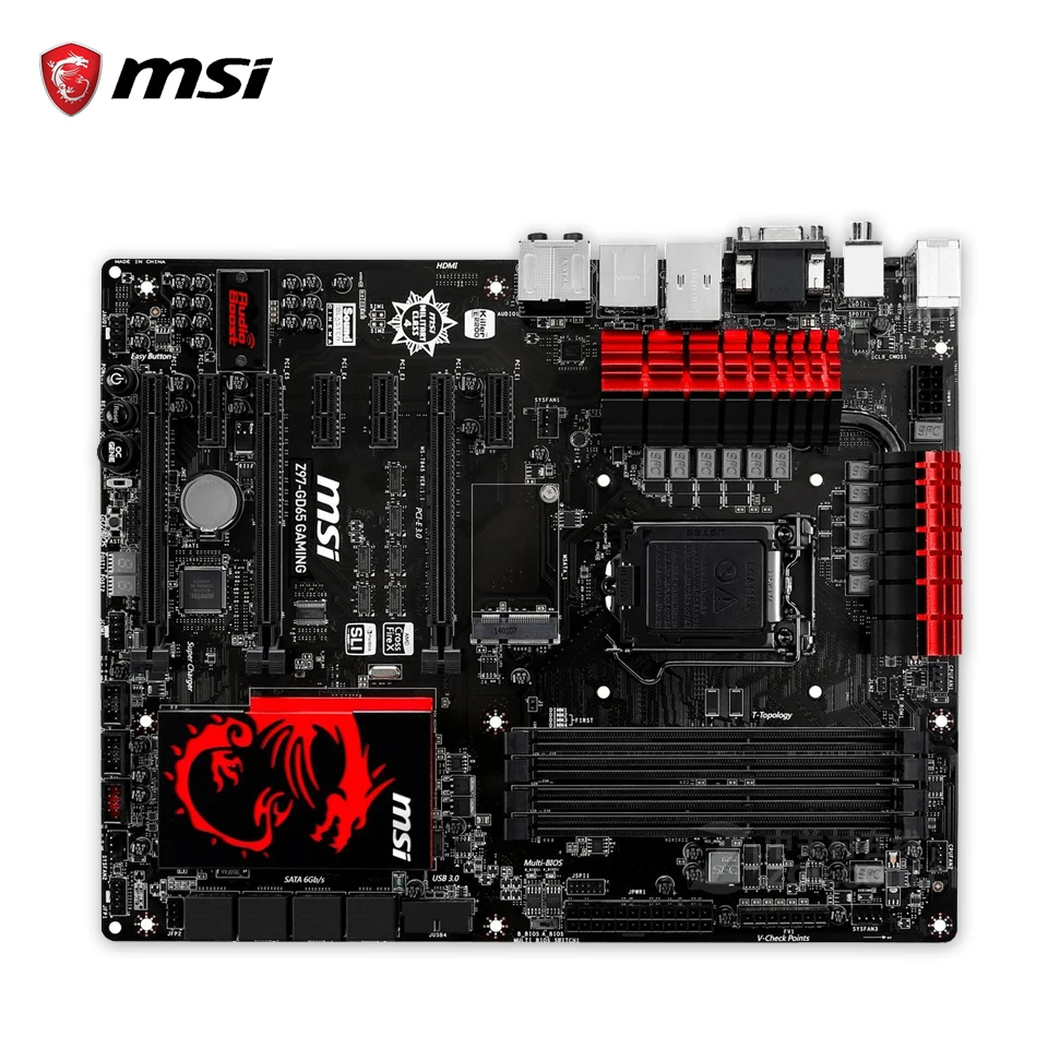 

MSI Z97-GD65 GAMING Desktop Motherboard Z97 LGA 1150 DDR3 SATA3 USB3.0 32G ATX