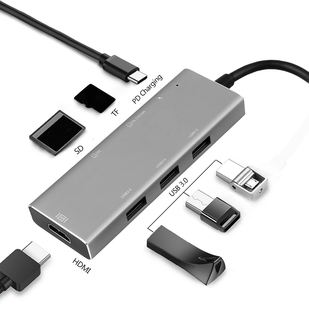 USB C концентратор USB 3,0 type C концентратор для huawei P20 Pro USB-C HDMI Micro SD/TF кард-ридер адаптер для MacBook Pro samsung Galaxy S9/S8