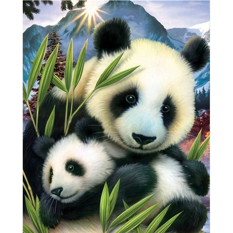 5d Diy Hewan Panda Ibu Cinta Mosaik Kerajinan Diy Berlian Lukisan
