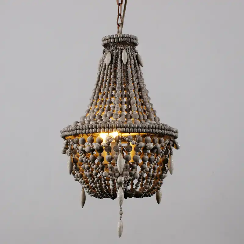 Detail Feedback Questions About Antique White Wood Bead Chandelier