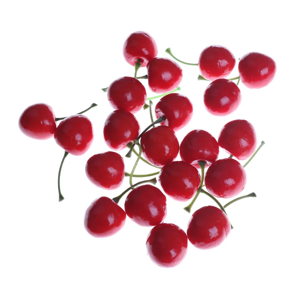 20Pcs/lot 2.5cm Mini Fake Plastic Fruit Small Berries Artificial Flower Red Cherry For Kids Funny Kitchen Toys Whosesale | Игрушки и