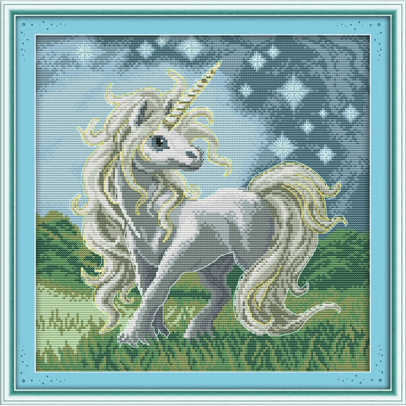 

Everlasting love Beautiful unicorn Chinese cross stitch kits Ecological cotton stamped 14CT 11CT DIY gift new year decorations