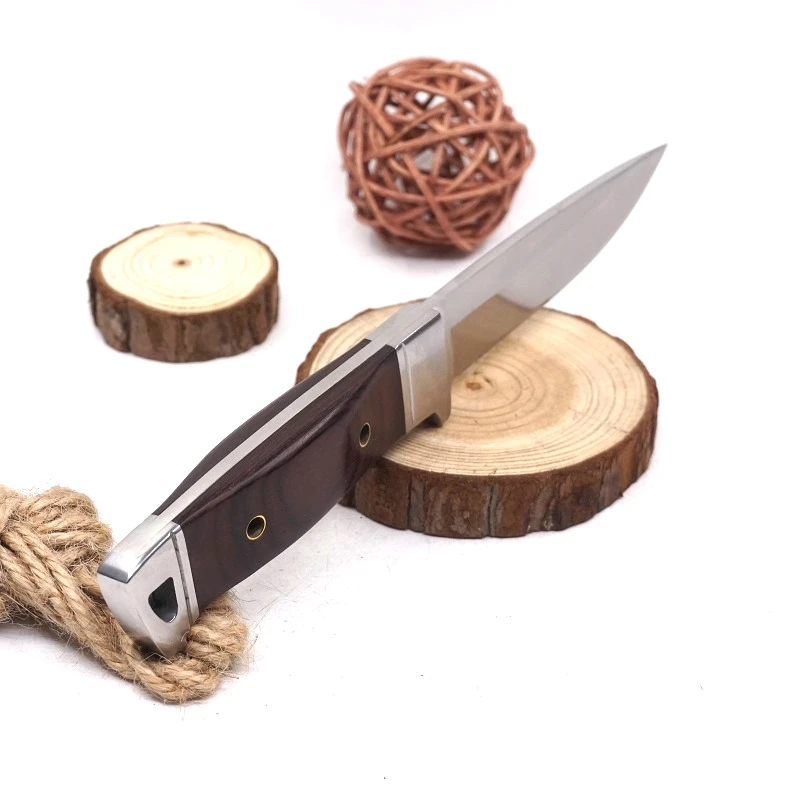 Охотничий нож с фиксированным лезвием, Тактический Многофункциональный нож для выживания, инструменты для самозащиты с деревянной ручкой, маленькие прямые ножи для улицы