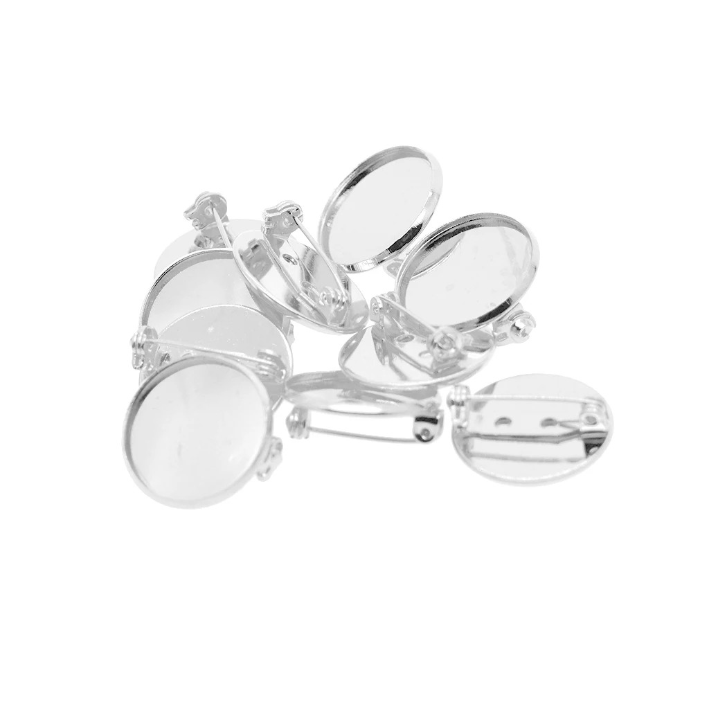 20mm Basic Brooch Base Craft Making Pin Back Parts Badge Button Breastpin Supplies 10 Pieces