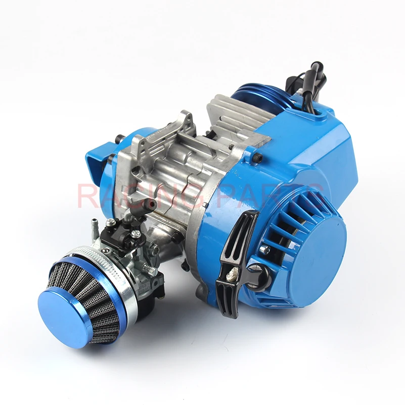 49CC Engine Aluminum Pull Start 15MM Carburetor CNC head Air filter Mini Moto Pocket ATV Quad Buggy Dirt Pit Bike Blue