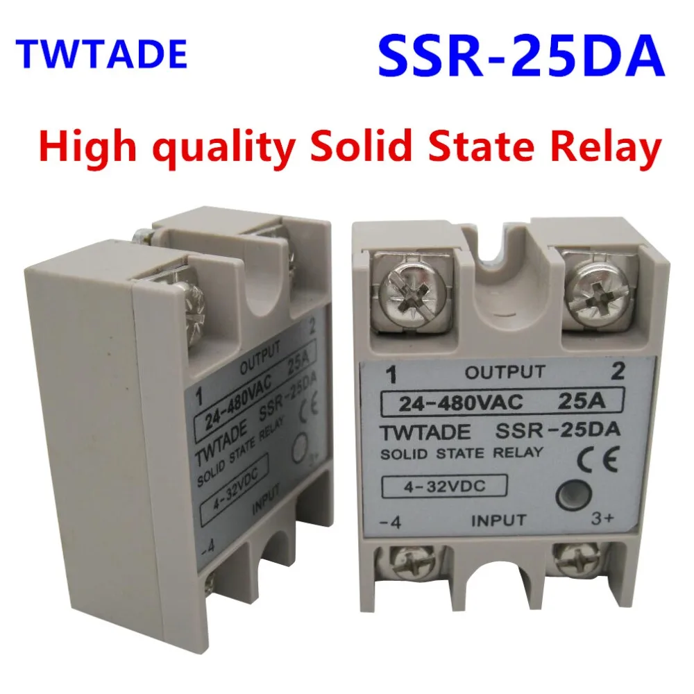 

5PCS TWTADE/ High-quality Single Phase Solid State Relay SSR-25DA Module 3-32V DC To 24-480V AC SSR-25 DA SSR 25A