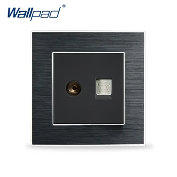 

Telephone & Television Socket Wallpad Luxury Satin Metal Panel Electric Wall TV & TEL Socket Electrical Outlets For Home