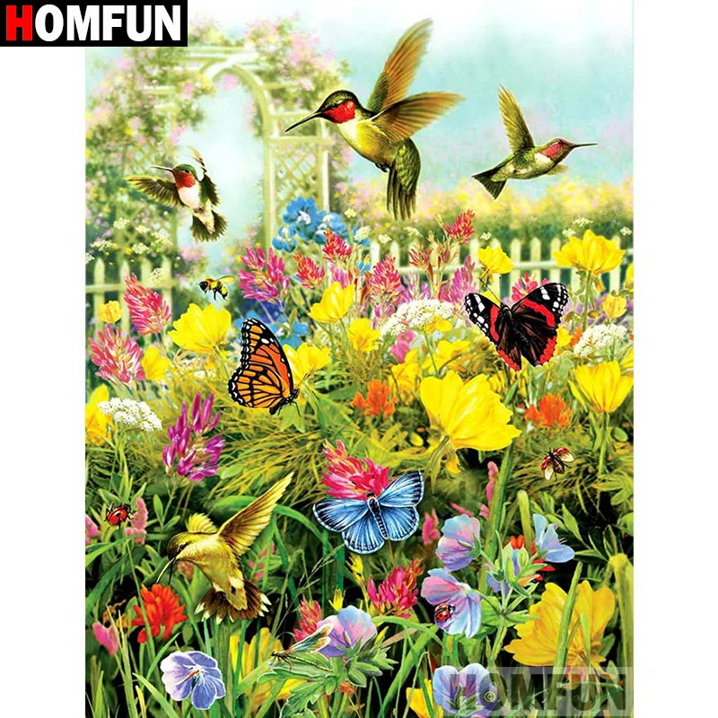 

HOMFUN Full Square/Round Drill 5D DIY Diamond Painting "Bird butterfly" 3D Diamond Embroidery Cross Stitch Home Decor A21349