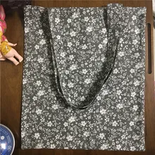 Yile ручной работы из хлопка Лен Эко Торговый Tote сумка печати сельские цветок серый База 17593