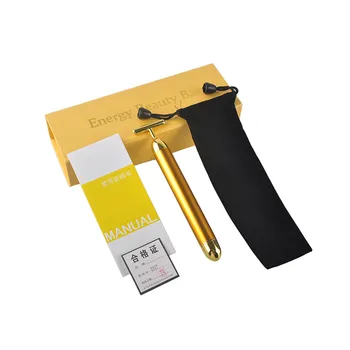

Slimming Face 24k Gold Vibration Facial Beauty Roller Massager Stick Lift Skin Tightening Wrinkle Bar Face with Black Bag derma