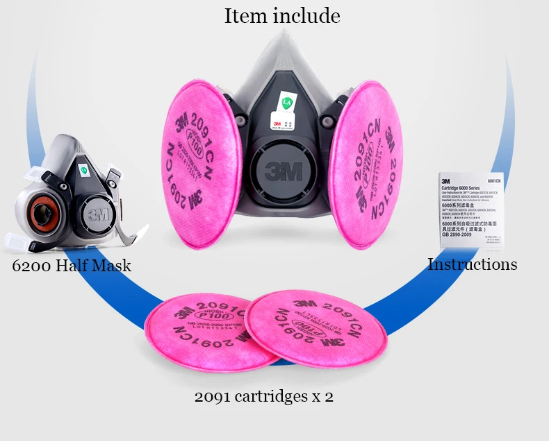 3 м 6200+ 2091 защитные респиратор половина уход за кожей лица Маска Респиратор маска P100 Стандартный защиты органов дыхания L0502