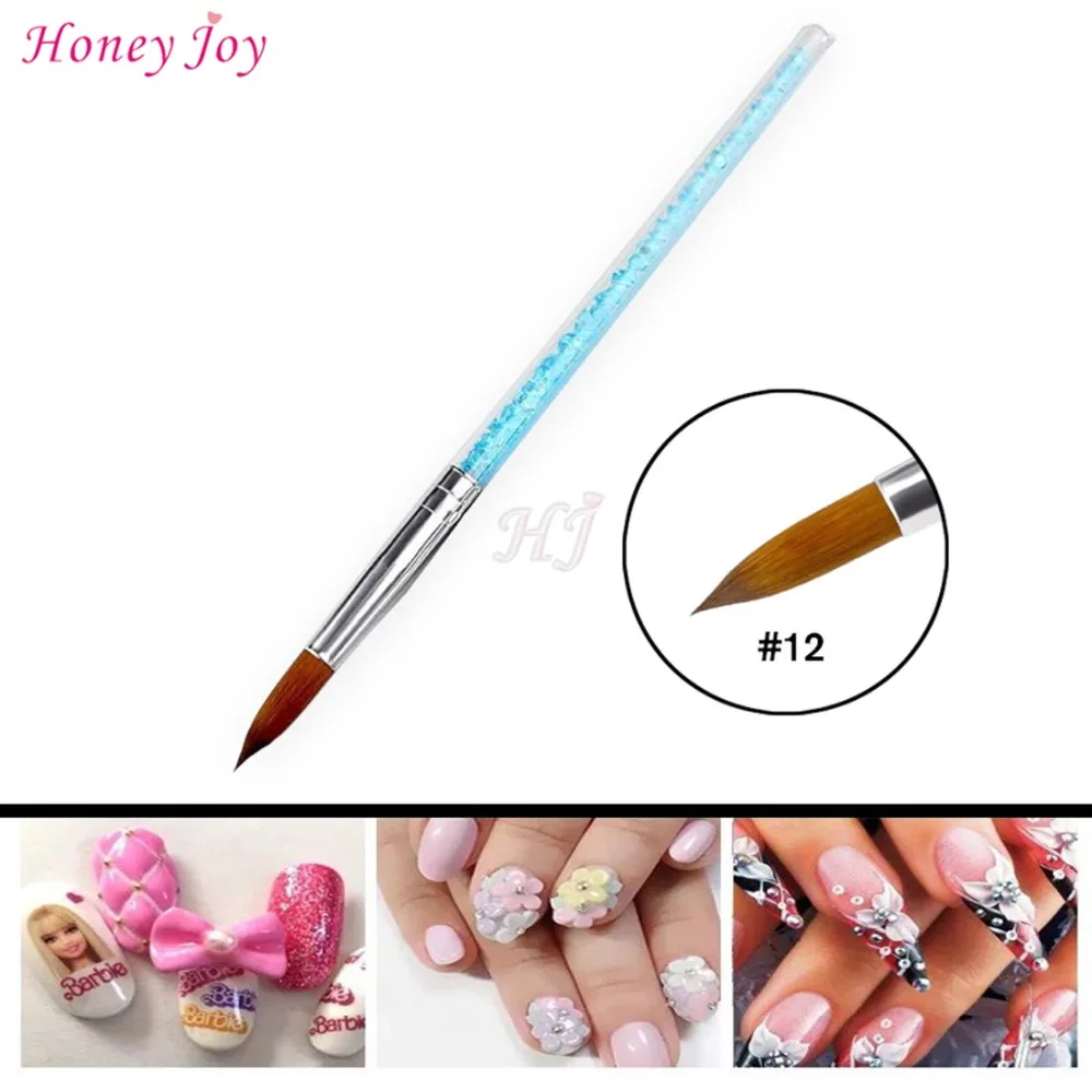 

Professional Nail Art Acrylic Sculpture Carving Drawing Paint Brushes Brush Pen Set with Blue Crystal Rhinestones Handle