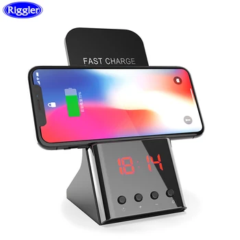 

Alarm Wireless Charger Qi Fast Charging Holder for Iphone X XS XR 8 Plus Huawei Mate 20 Pro Support Reserve Battery Charge Stand