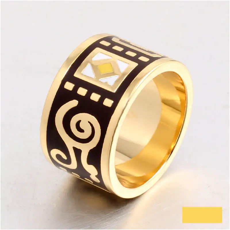 Новое высококачественное Ретро классическое кольцо из нержавеющей стали, черные кольца для женщин, ювелирные изделия, кольцо с эмалью - Цвет основного камня: JZ13-17-C