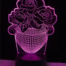 Table Lamps For Bedroom Roses 3D Lamp Lighting LED USB Mood Flower Night Light Multicolor Luminaria Change Home Decorative Props