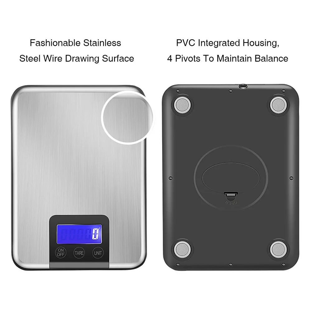 

5KG/15KG 1g Slim Stainless Steel Digital Scale Electronic Diet Food Kitchen Scales TSH Shop