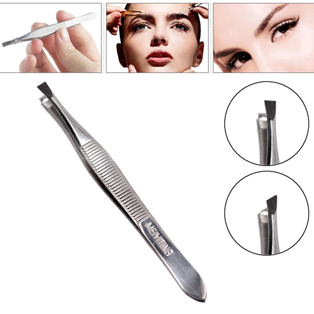1PC Women Girls Stainless Steel Eyelash Eyebrow Hair Removal Tweezer