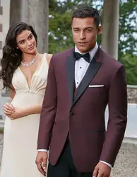 2017 последние конструкции пальто брюки бордовые мужские свадебные костюмы Slim Fit 3 шт. смокинг на заказ Жених костюм выпускного вечера