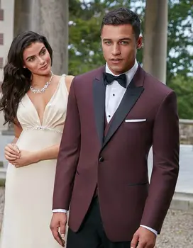 

2017 Latest Coat Pant Designs Burgundy Men Wedding Suits Slim Fit 3 Piece Tuxedo Custom Groom Suit Prom Blazer Terno Masculino