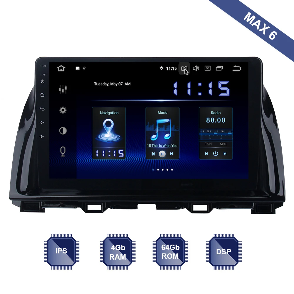 Автомагнитола 2 Din на Android 10 с GPS Navi для Mazda CX5 PX6 DSP IPS HDMI 4 Гб + 64 ГБ RDS Wi Fi USB BT AUX карта