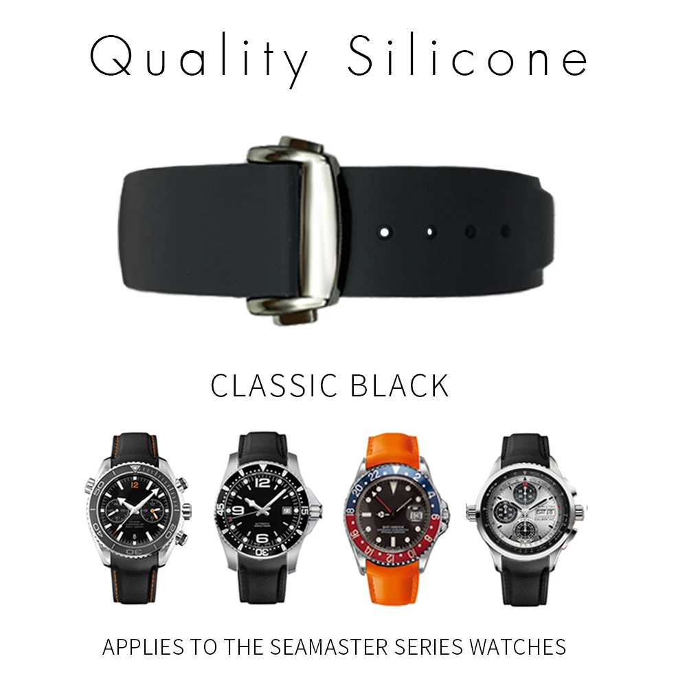 20mm 22mm Silicone Watches Bands For Omega Seamaster Ocean Watch