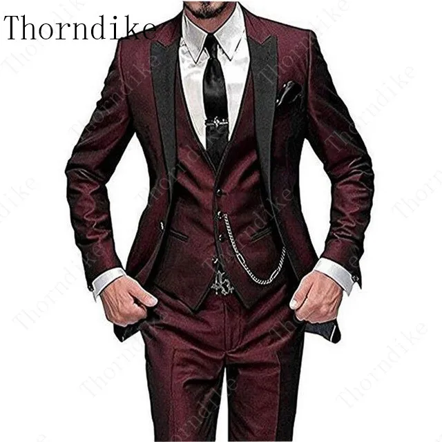 Thorndike смокинг цвета хаки мужской костюм с одной пуговицей модные свадебные костюмы для мужчин стандарты Евро Размер Slim Fit Костюмы комплект из 3 предметов - Цвет: suits8
