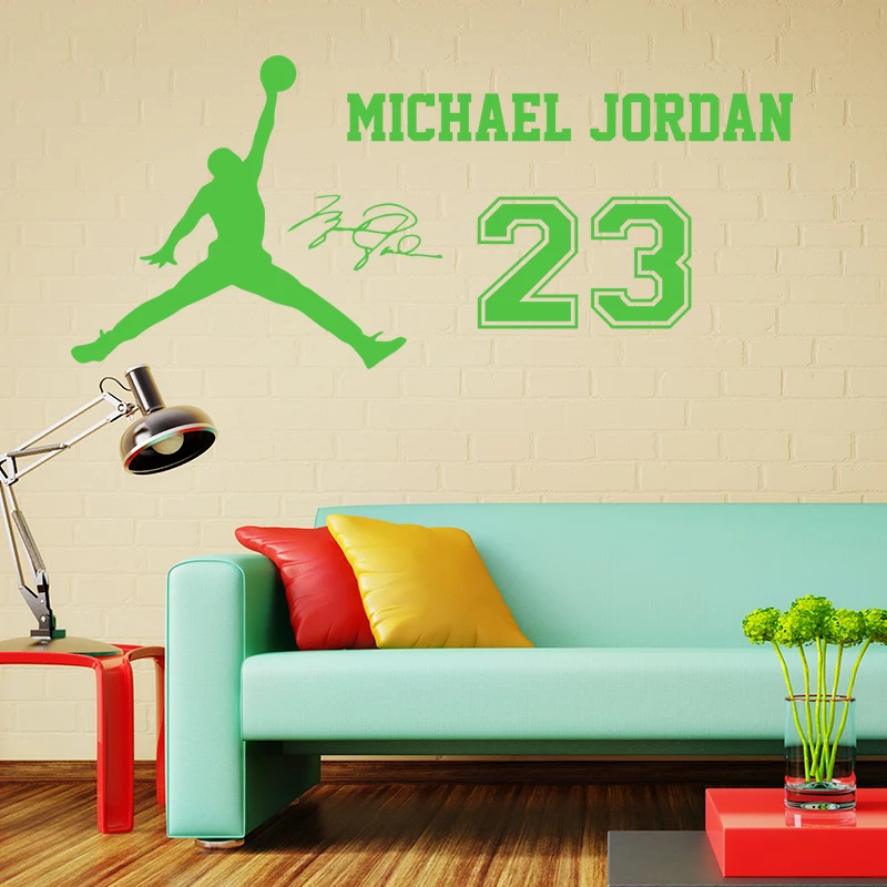 Новинка дизайн Майкл Джордан стены Стикеры Винил DIY Home Decor Баскетбол Star надписи спорт для детской комнаты