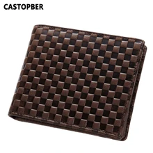 Hombres Lujo de la Marca Diseñador Genuino Plaid Billetera de Cuero Primera Capa de piel de Vaca de Los Hombres Monedero Billetera Delgada Larga de Alta Calidad famoso
