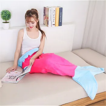 

Mermaid Tail Fleece Blankets Thin Autumn Throw Home Casual Cover Blanket Warm Adult Children Warm Sleeping Bags Blanket Sleepers
