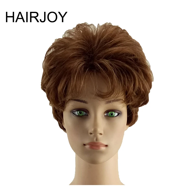 Hairjoy cabelo sintético feminino curto encaracolado peruca