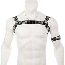 Комплект сексуального белья для мужчин, с вырезами, с ремнем, для тела, для груди, эластичный ремень для мышц, для мужчин, для экзотических выступлений, Клубная одежда с повязкой на руку