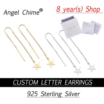 

Custom Earring Angle Chime Brand Personalized Letter Star Drop Earrings For Women Girl Real 925 Sterling Silver