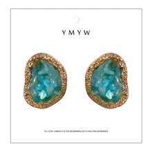 YMYW S925 булавка корейский, геометрической формы романтические милые очаровательные серьги-гвоздики с драгоценными камнями для женщин Свадебные ювелирные изделия Pendientes Mujer