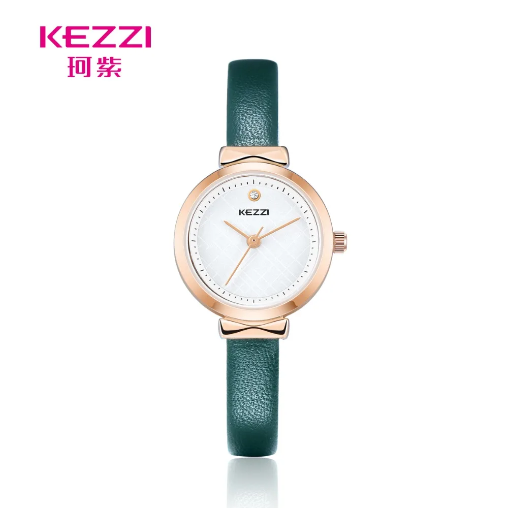 

KEZZI Genuine Leather Woman Watches Red Lady Fashion Elegant Thin Bracelets Waterproof Wristwatch Quartz Clock Relogio Feminino