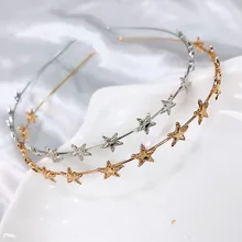 2019 nouveau mode femmes or argent métal pentagramme étoile bandeaux géométriques minces coiffe élégante pour fête quotidienne(China)