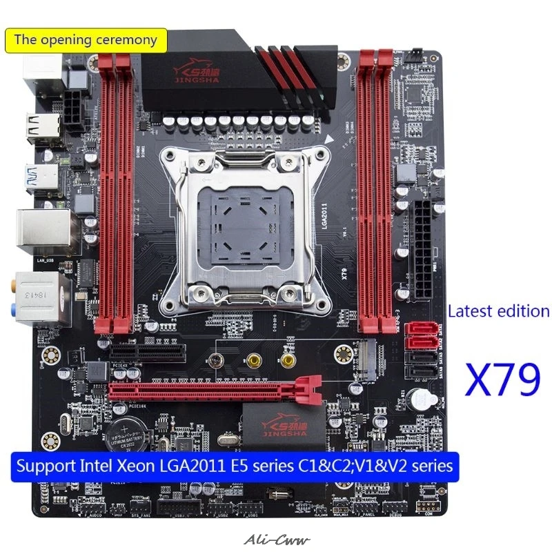 

X79 Motherboard 2011 ATX Main Board USB3.0 SATA3.0 PCI-E 16X NVME M.2 SSD support REG ECC memory and E5 CPU processor