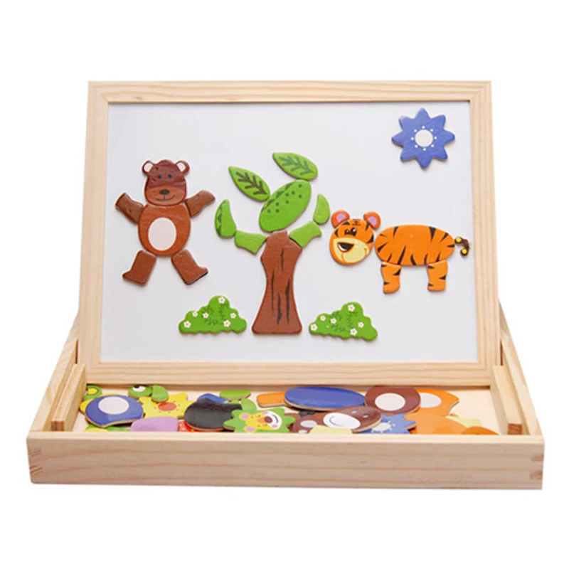 

Multifunctional Wducational Wooden Magnetic Puzzle Toys For Children Kids Gifts Wooden Toys Jigsaw Baby's Wrasable Drawing Board