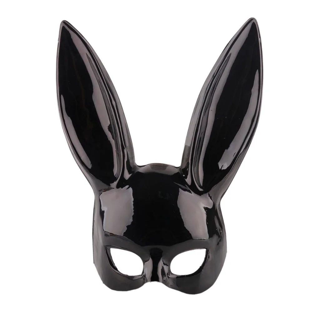 Черно-белая сексуальная маска с заячьими ушками для женщин и девочек, маска с милыми заячьими ушками, маска для связывания на Хэллоуин, маскарад, вечеринку, косплей, костюм, реквизит