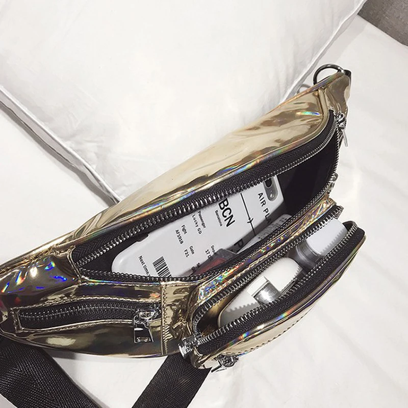 Новая сумка талии Для женщин Мода поясная сумка небольшой сотовый телефон кошелек для Для женщин девочек-подростков лазерная ткань