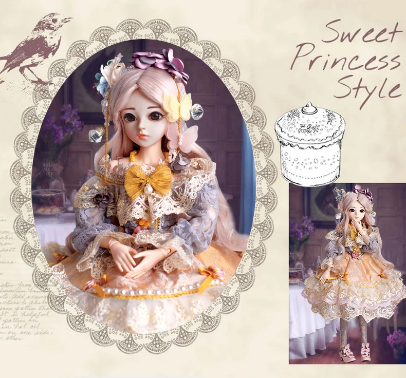 BJD 60 см кукла игрушки высшего качества китайская Кукла 18 шарниров BJD шарнир Кукла Мода девушка подарок