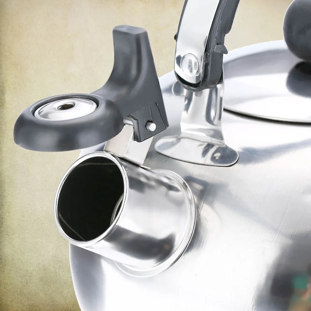 2000ML Stainless Steel Whistle Tea Kettle Water Pot Heat Assitant Handle Silver New